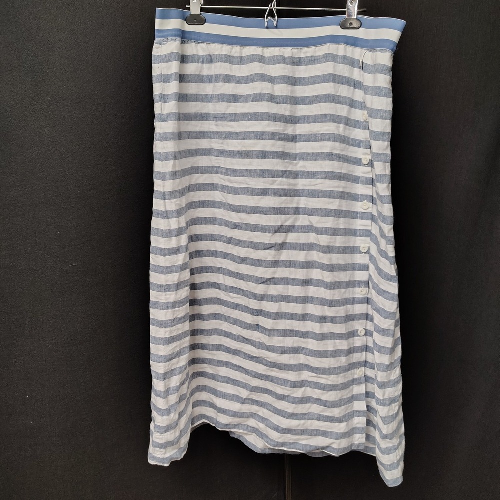 J. Jill Love Linen Striped 100% Linen Pull On Button Front Maxi Skirt Women's XL